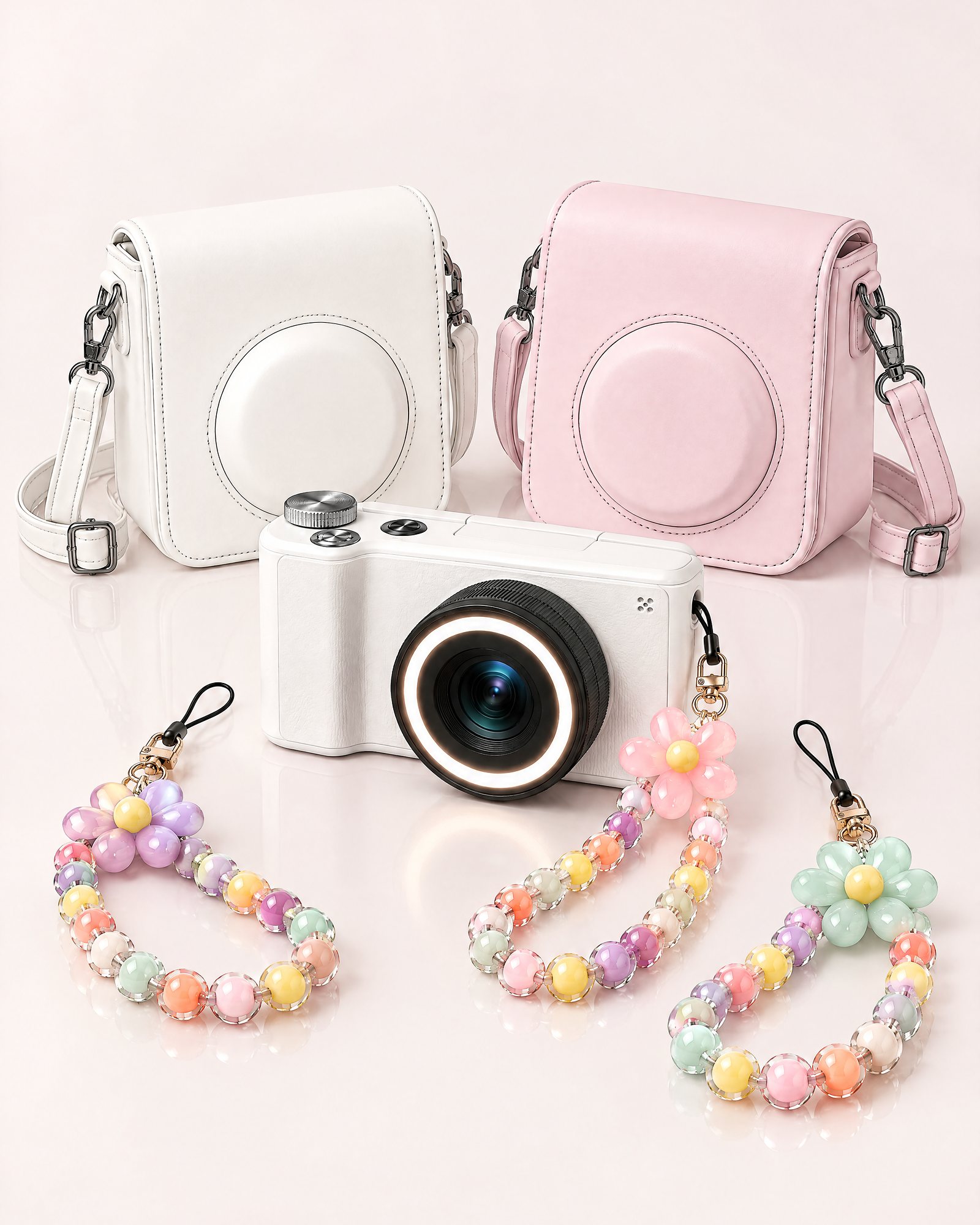 The camera case and the flower bead straps